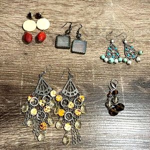 5 pair of dangle earrings